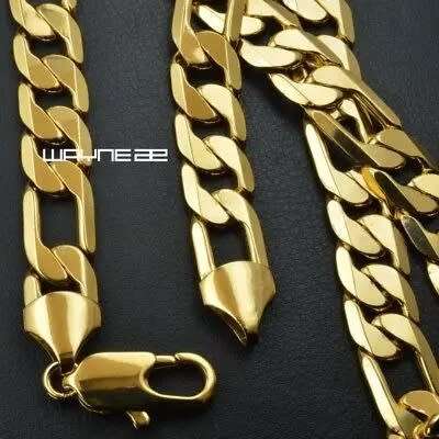 18ct  Necklace Figaro Link Chain-Gold Plated