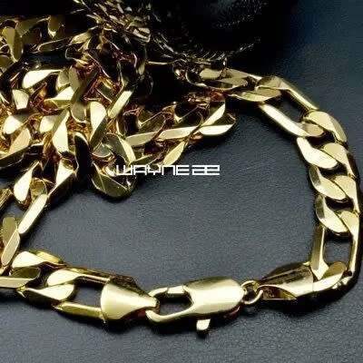18ct  Necklace Figaro Link Chain-Gold Plated