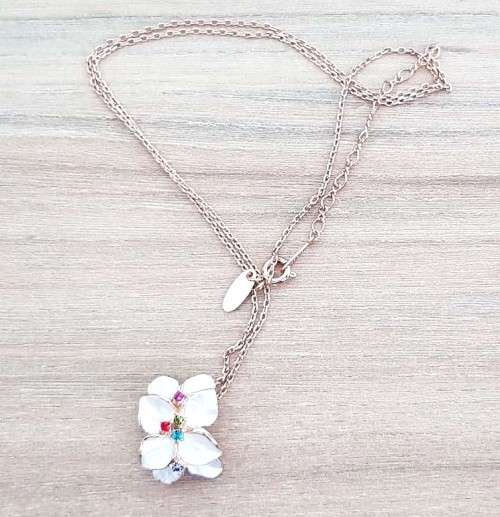 Swarovski Necklace Flower Style Gold Plated  Link Chain