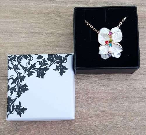 Swarovski Necklace Flower Style Gold Plated  Link Chain