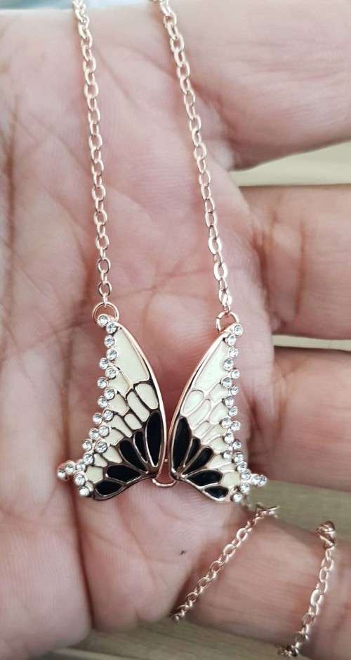 Swarovski Necklace Butterfly Gold Plated  Link Chain