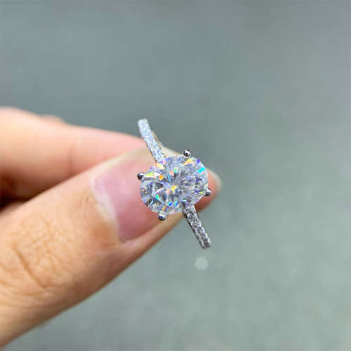 1.00 Carat Moissanite Oval **GRA Certified**  VVSI/D Engagement Ring in Sterling Silver