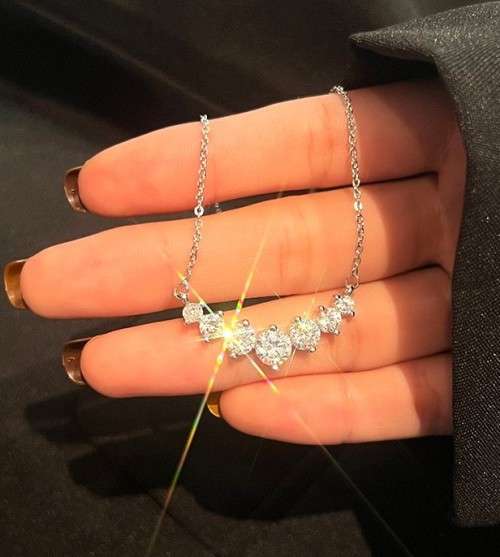 1.70 Carat Moissanite Princess Necklace **GRA Certified**  VVSI/D Engagement Ring in Sterling Silver