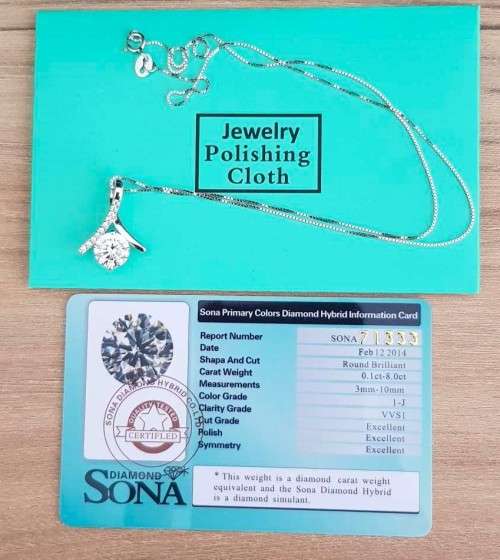 2.00 Carat Nacklace Round SONA Diamond **Certified**  VVSI/D Plated in Platinum