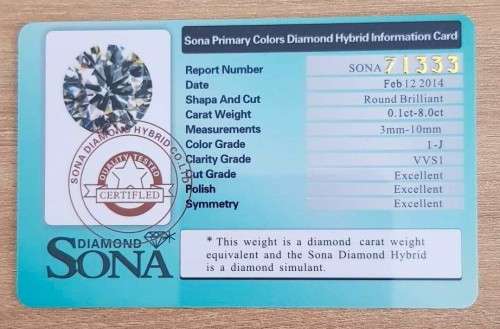 2.00 Carat Nacklace Round SONA Diamond **Certified**  VVSI/D Plated in Platinum