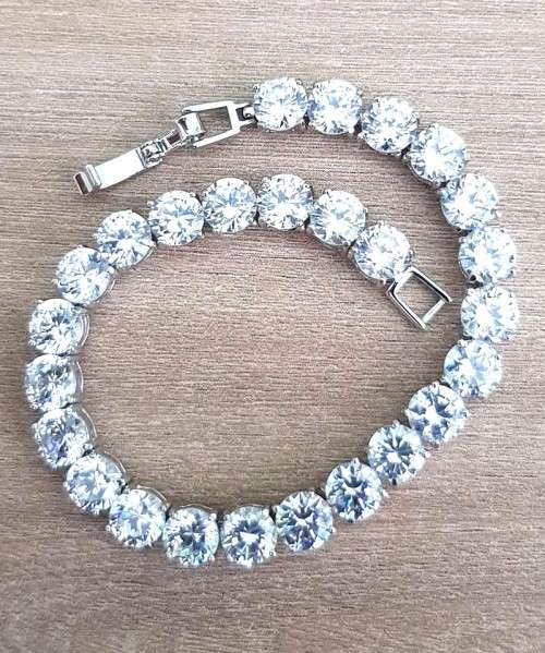 Tennis Bracelet 6mm Round SONA Diamond **Certified**  VVSI/D Plated in Platinum