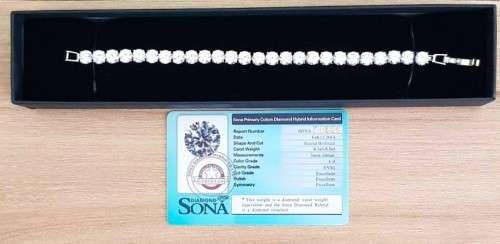 Tennis Bracelet 6mm Round SONA Diamond **Certified**  VVSI/D Plated in Platinum