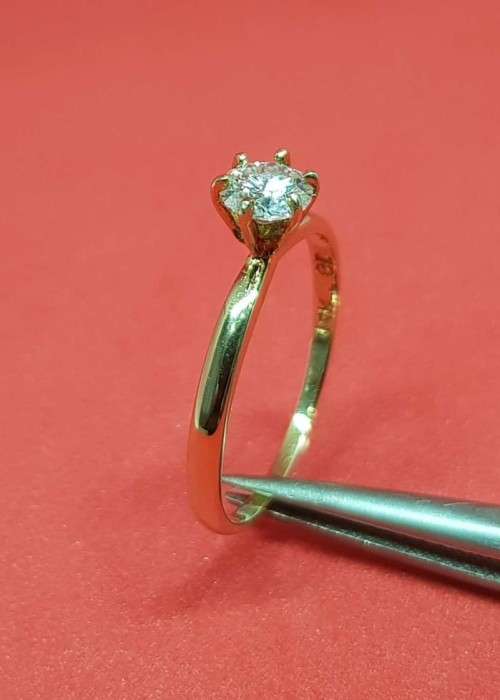 0.50cts Moisannite Solitaire Ring Round Cut 14KT **YELLOW GOLD**