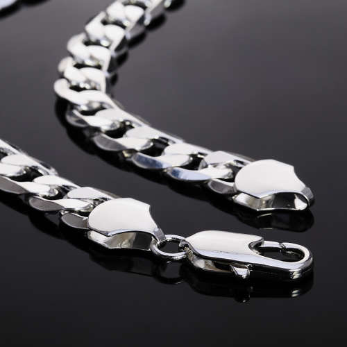 Classic Chain Necklace 8MM 55cm Silver Necklaces Fashion Jewelry