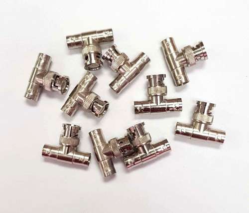 CCTV BNC MALE TO BNC FML T ADAPTER 10 Pieces