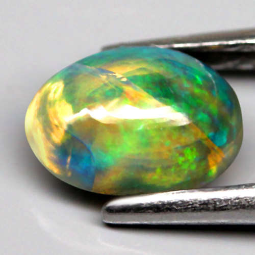 1.02Ct. Natural Opal Oval Cabochon Multi Colours Glittering Rainbow 3D! Ethiopian