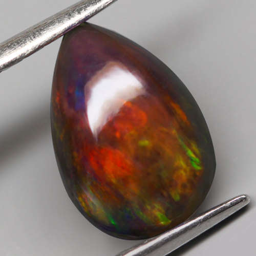 1.15Ct. Natural Opal Pear Cabochon Multi Colors Glittering Rainbow 3D! Ethiopian