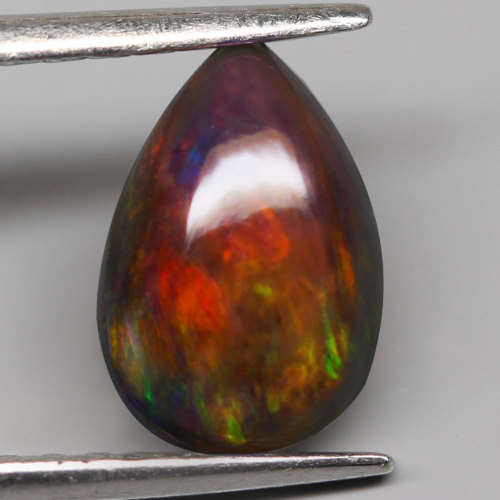 1.15Ct. Natural Opal Pear Cabochon Multi Colors Glittering Rainbow 3D! Ethiopian