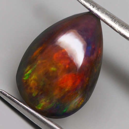 1.15Ct. Natural Opal Pear Cabochon Multi Colors Glittering Rainbow 3D! Ethiopian