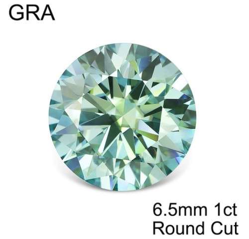 MOISSANITE BLUE /GREEN 1CT  D/VVSI  ROUND **GRA Certified **BRILLIANT CUT