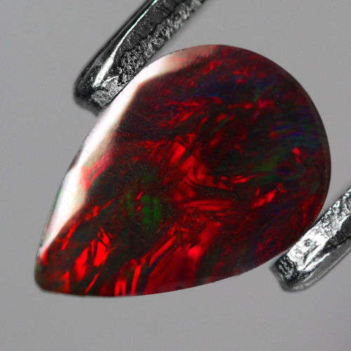 1.23Ct. Natural Opal Pear Cabochon Multi Colours Glittering Rainbow 3D! Ethiopian