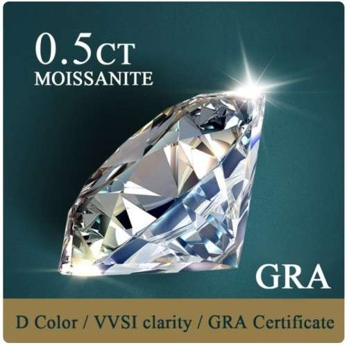 MOISSANITE ROUND 0.50Cts D/VVSI **Certified** BRILLIANT CUT
