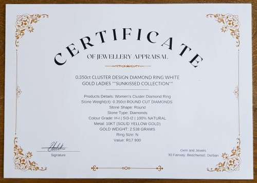 0.350ct CLUSTER DESIGN DIAMOND RING  WHITE GOLD LADIES  **SUNKISSED COLLECTION**