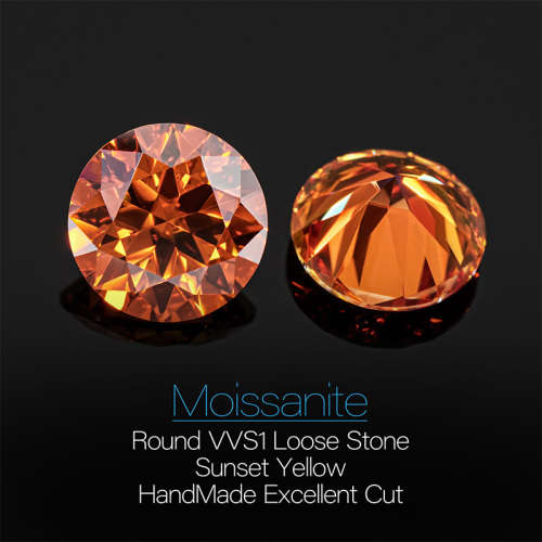 MOISSANITE Orange 1CT  D/VVSI  ROUND **GRA Certified **BRILLIANT CUT