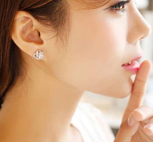 Forever Love Twist Flower Knot Pendant Necklace & Earrings Set in 925 Sterling Silver