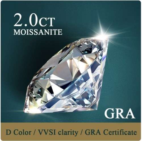 2CT  MOISSANITE ROUND VVSI D BRILLIANT CUT** GRA CERTIFIES**