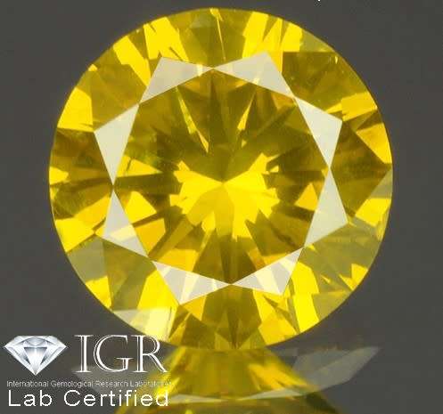 0.26cts. Round Brilliant Cut Vivid Yellow Loose Natural Diamond
