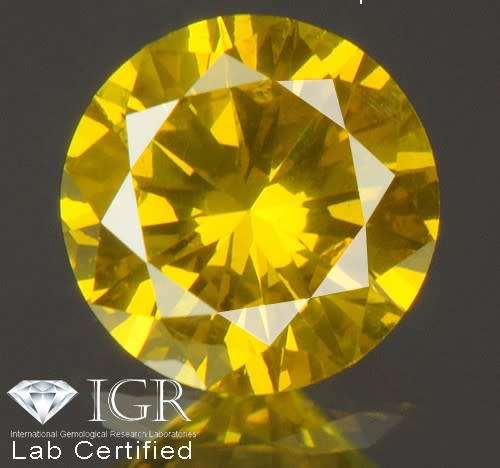 0.26cts. Round Brilliant Cut Vivid Yellow Loose Natural Diamond
