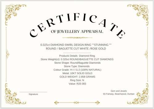 0.325ct  DIAMOND SWIRL DESIGN RING  ROUND / BAGUETTE CUT  ROSE GOLD **STUNNING **