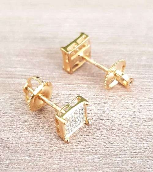 DIAMOND EARRINGS 0.200Cts MICRO PAVE SET  | YELLOW GOLD **DIAMOND CLUSTER **