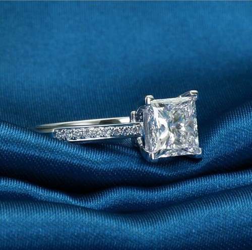 Princess Square Design  Engagement 925 Sterling Silver