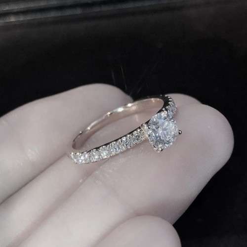 1Ct Ring Delysia King Women Trendy Shiny Crystal Ring Simplicity Elegant