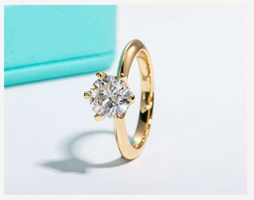 2.00 Carat Moissanite VVSI/D Engagement Ring in Yellow or Rose Gold Plated **GRA Certified**