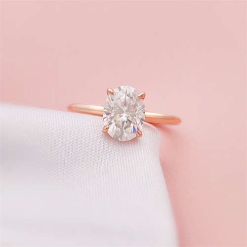 1.00 Carat Moissanite Oval  VVSI/D Engagement Ring in Yellow or Rose Gold**GRA Certified**