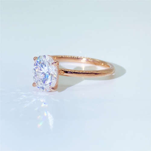 1.00 Carat Moissanite Oval  VVSI/D Engagement Ring in Yellow or Rose Gold**GRA Certified**