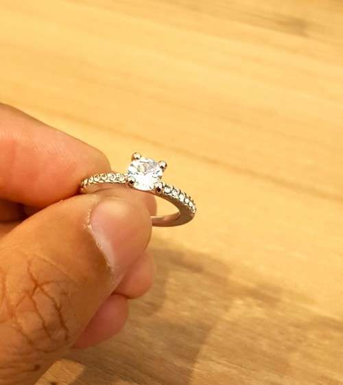 1Ct Ring Delysia King Women Trendy Shiny Crystal Ring Simplicity Elegant