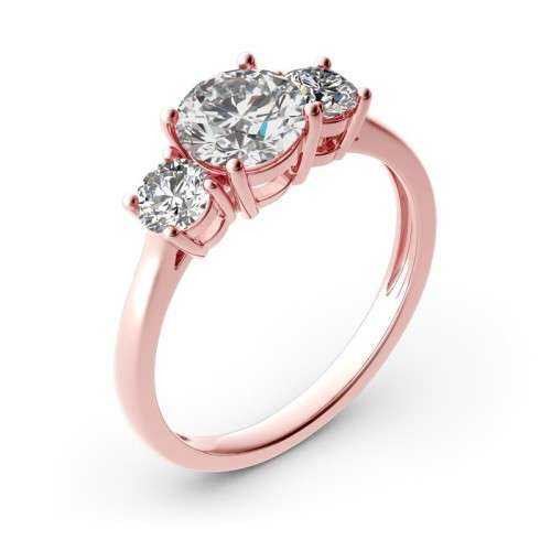 3.00 Carat Trilogy Moissanite Rose Gold  VVSI/D Engagement Ring **GRA Certified**