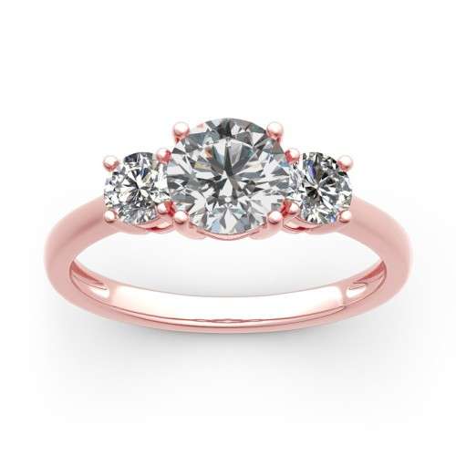 3.00 Carat Trilogy Moissanite Rose Gold  VVSI/D Engagement Ring **GRA Certified**