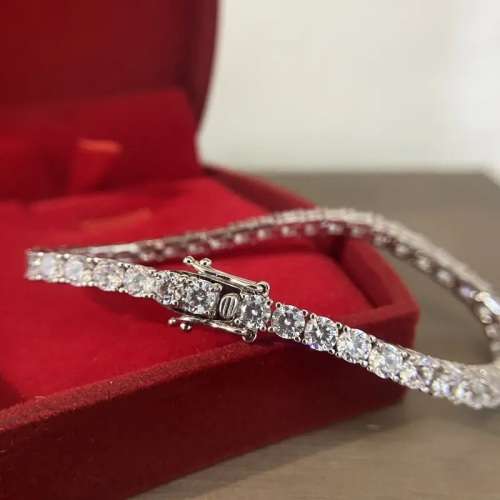 Moissanite 3mm Tennis Bracelets 100% 925 Sterling Silver Set in Sterling Silver **Certified*