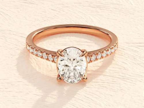 1.00 Carat Moissanite Oval **GRA Certified**  VVSI/D Engagement Ring Rose Gold