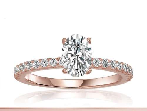 1.00 Carat Moissanite Oval **GRA Certified**  VVSI/D Engagement Ring Rose Gold