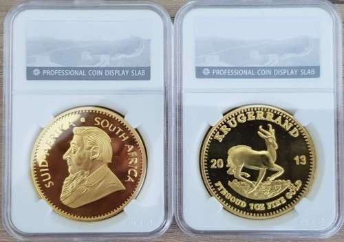 Krugerrand  1OZ  South Africa Gold Coin Paul Kruger-Replica Collectible W/ Acrylic Case