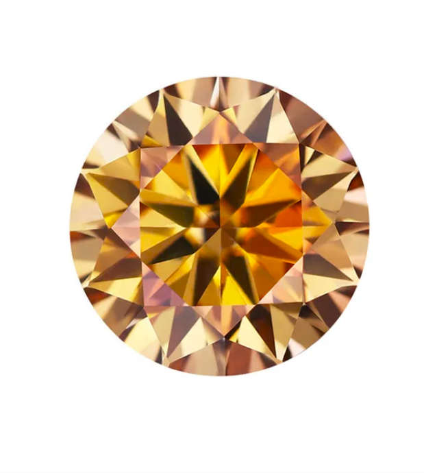 MOISSANITE Champagne 1CT  VVSI  ROUND **GRA Certified **BRILLIANT CUT