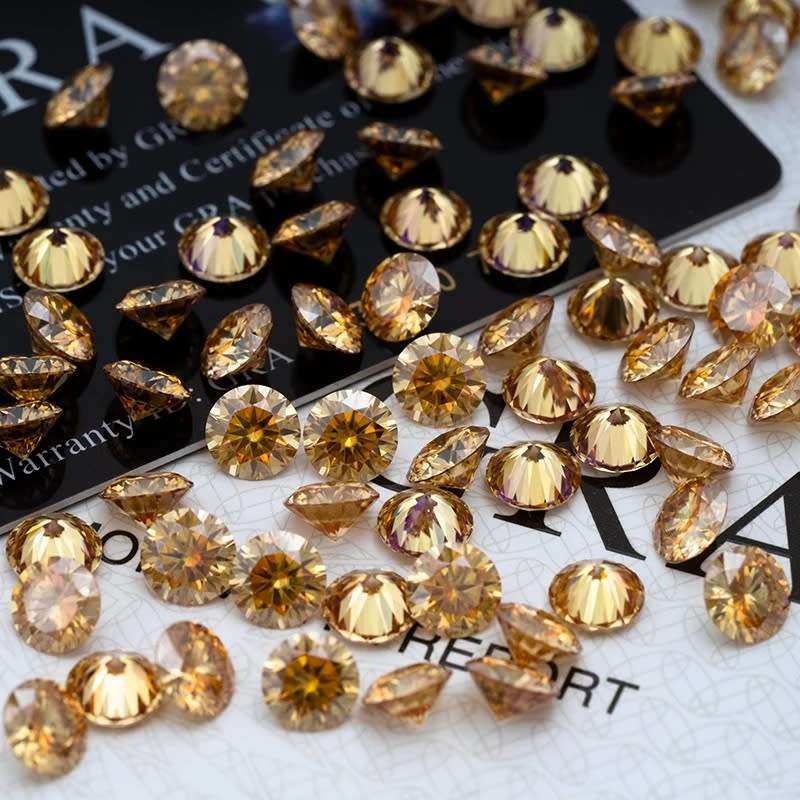 MOISSANITE Champagne 1CT  VVSI  ROUND **GRA Certified **BRILLIANT CUT