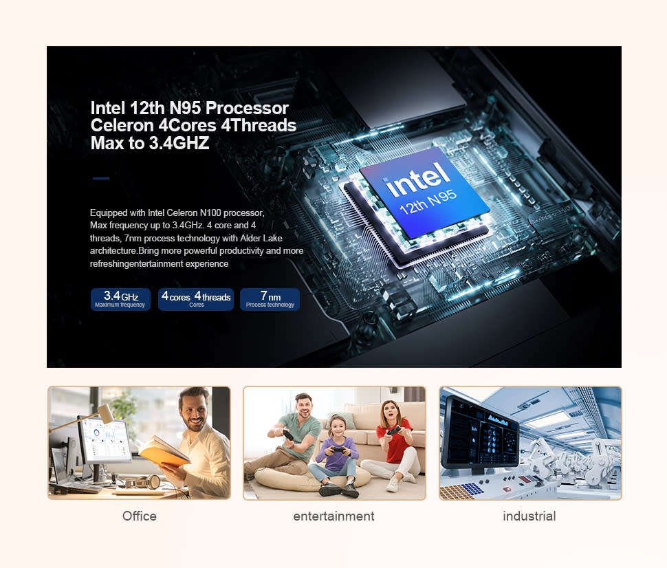 Mini PC Intel Alder Lake N95 Windows 11 Ultra Small Pocket Computer  SSD Full Function