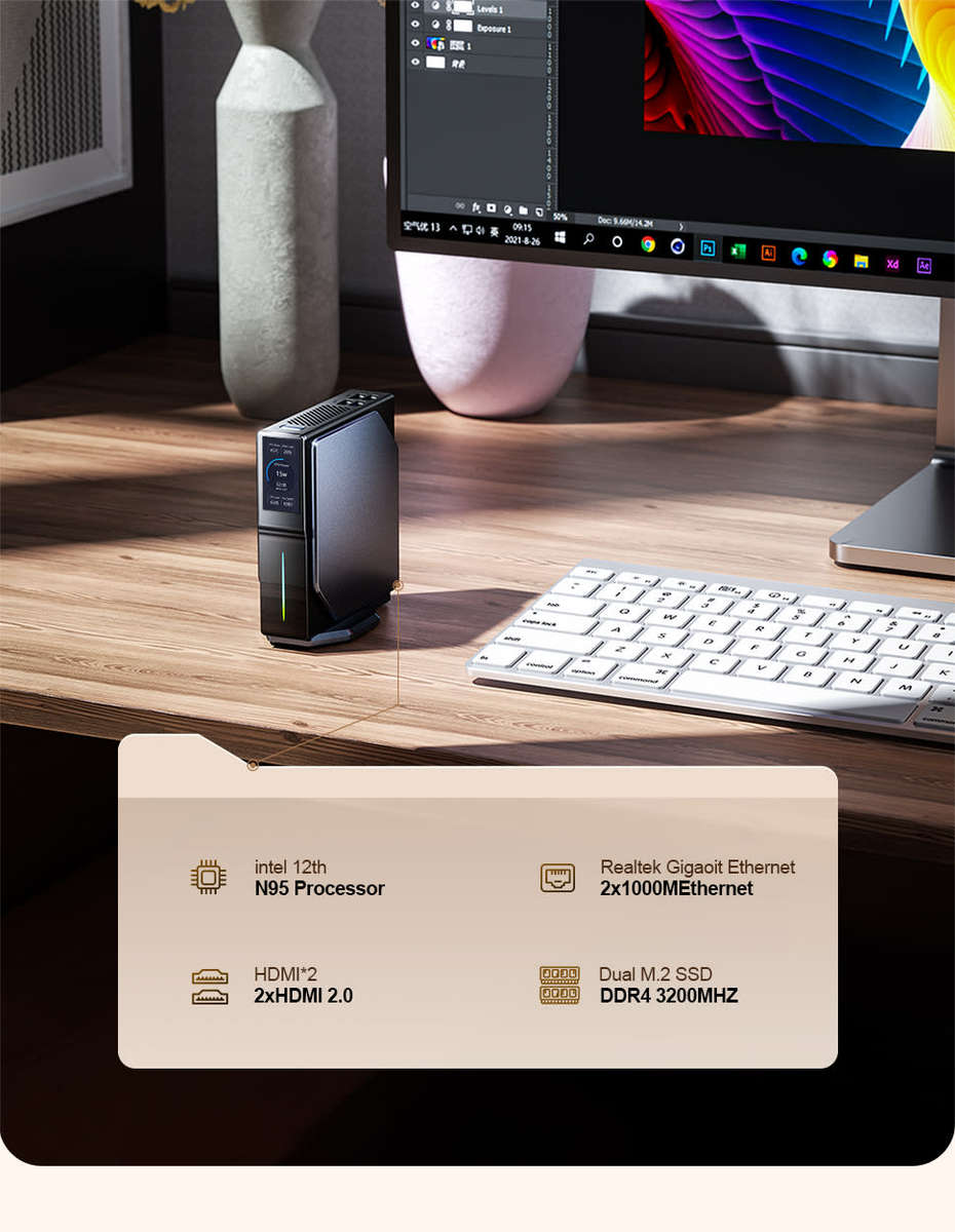 Mini PC Intel Alder Lake N95 Windows 11 Ultra Small Pocket Computer  SSD Full Function