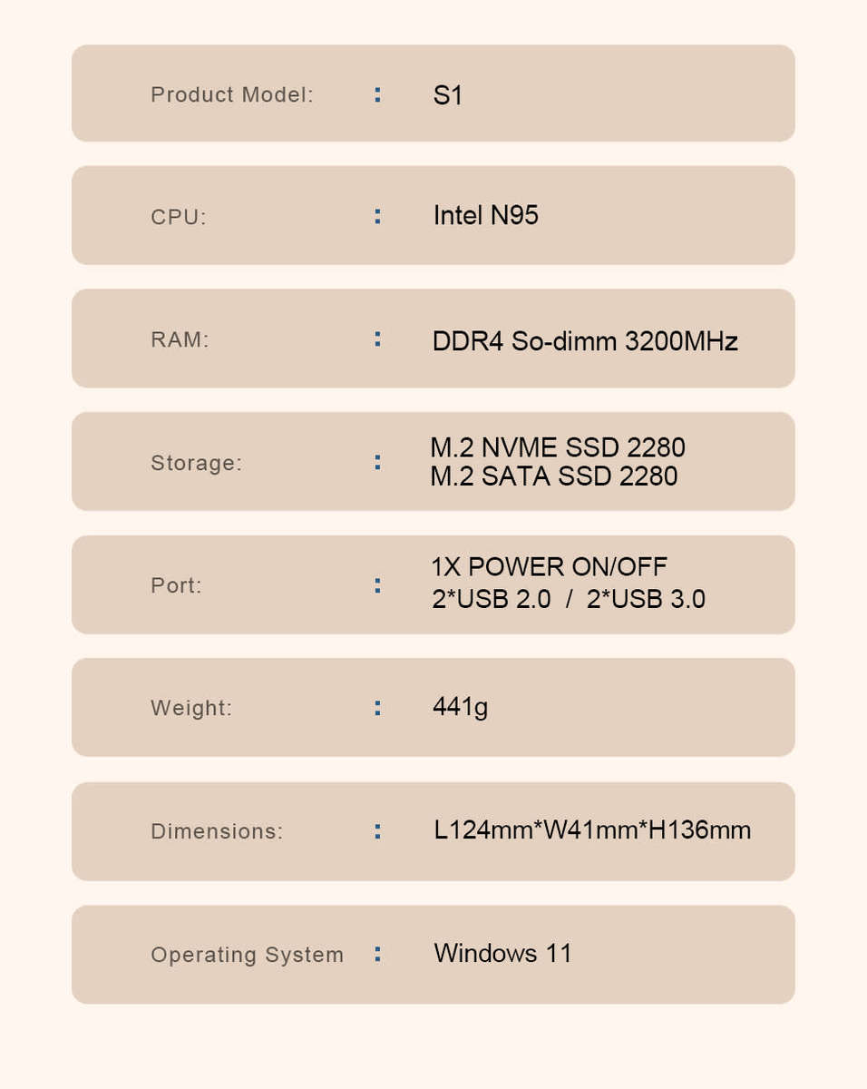 Mini PC Intel Alder Lake N95 Windows 11 Ultra Small Pocket Computer  SSD Full Function