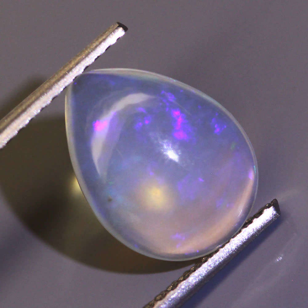 1.96Ct. Opal Pear Cabochon Multi Colors Glittering Rainbow 3D! Ethiopian Natural