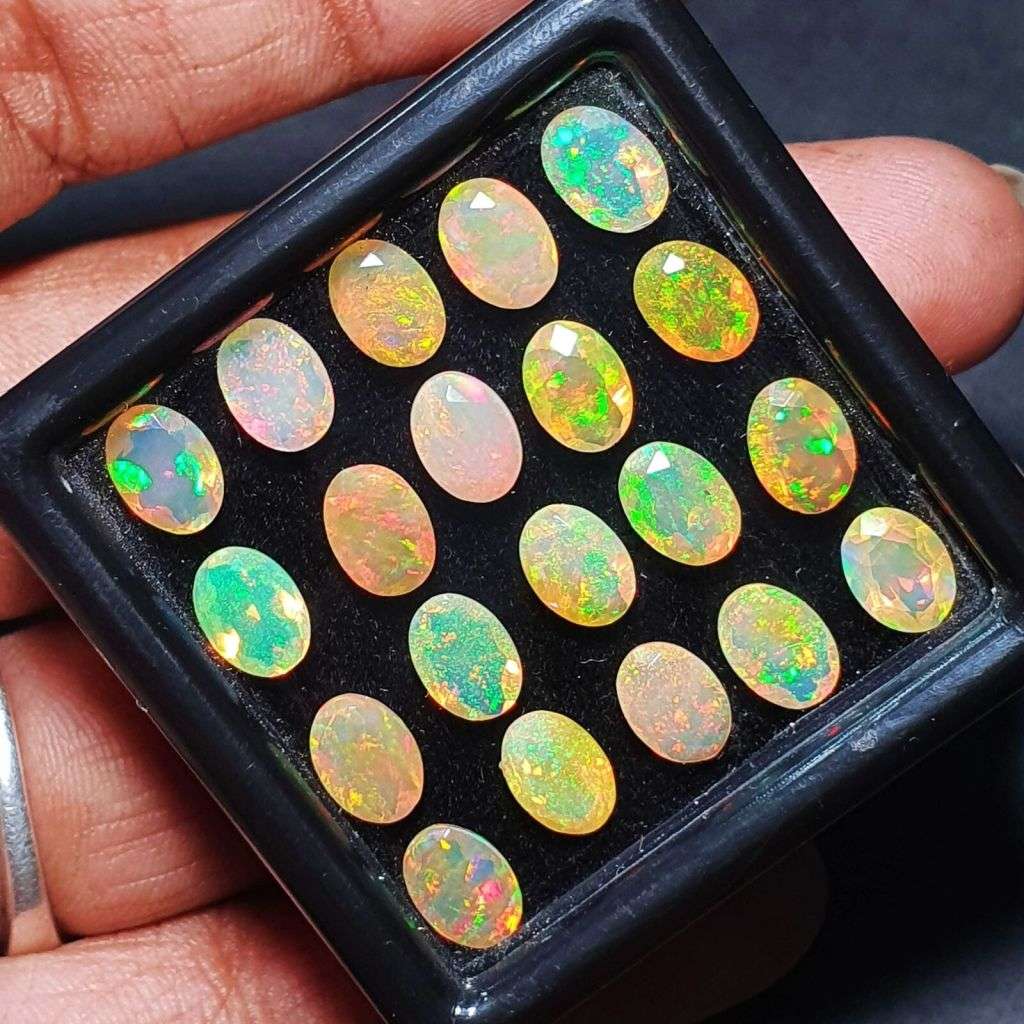 Opal Oval Cabochon 4x7mm Multi Colours Glittering Rainbow 3D! Ethiopian Natural