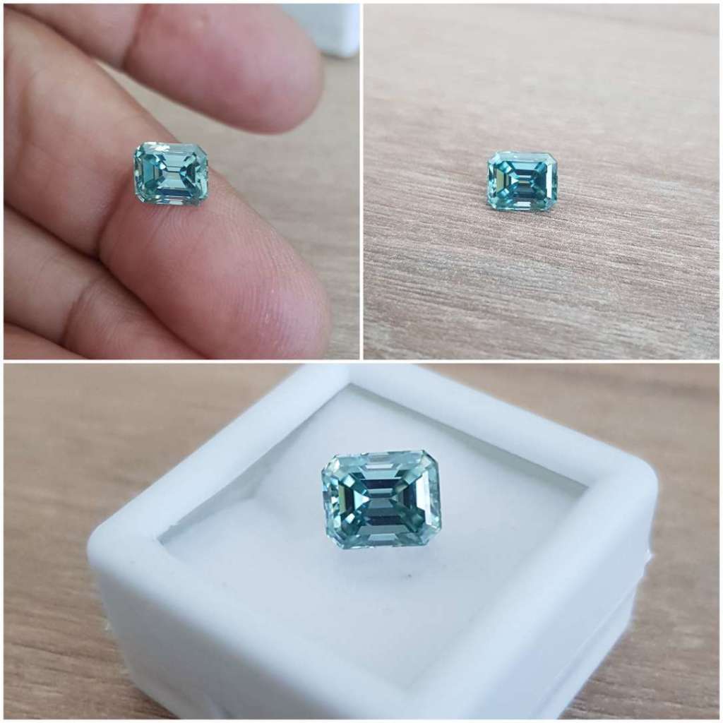 1.10ct MOISSANITE EMERALD  **ICE BLUE** VVS1  COLOUR  LOOSE GEM