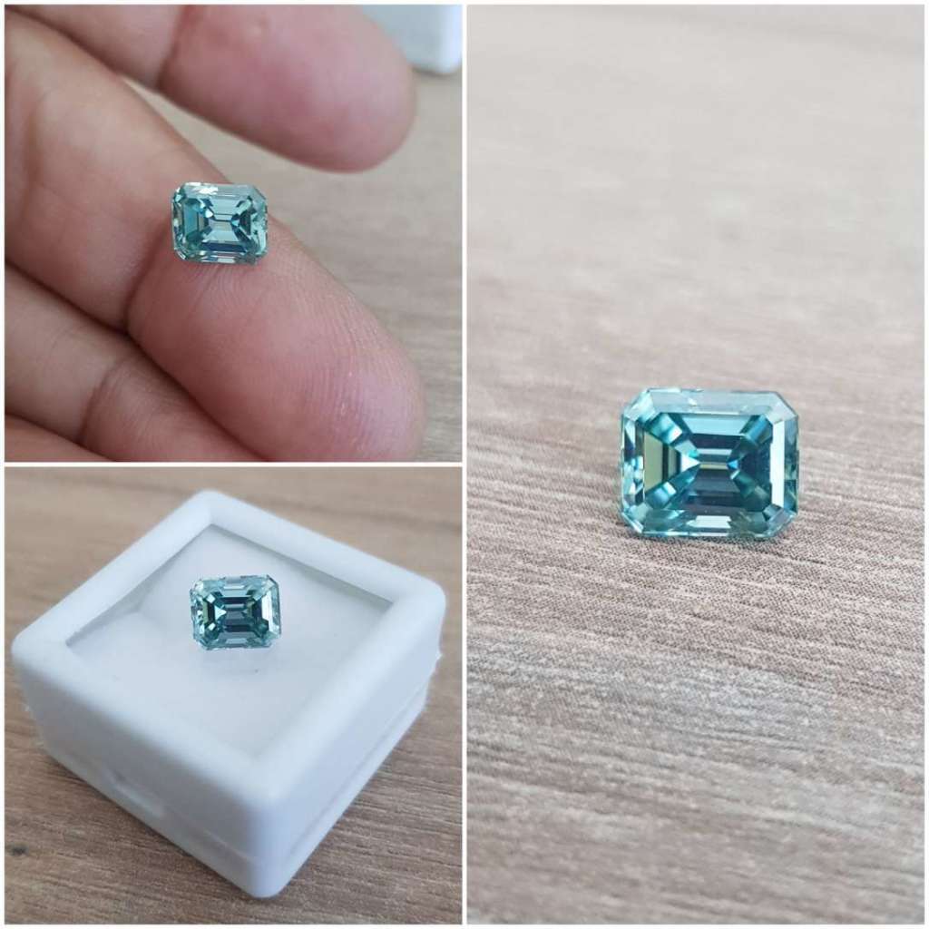 1.10ct MOISSANITE EMERALD  **ICE BLUE** VVS1  COLOUR  LOOSE GEM
